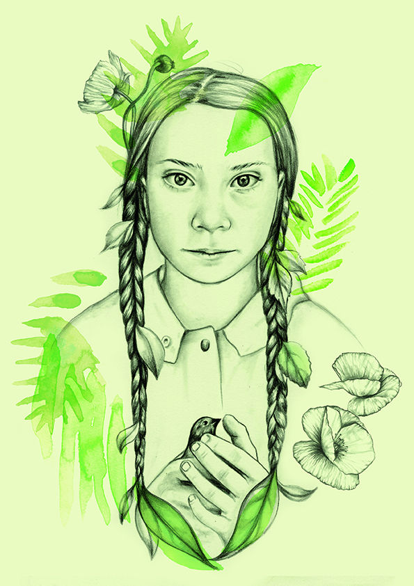 #juliaszulc #gretathunberg #portrait #illustration #svenskahjältinnor